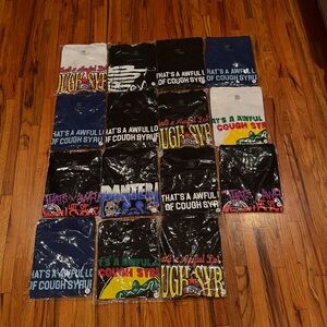 Awful lot of cough syrup
T-shirts
Brand new
S/M//L
7 different designs
